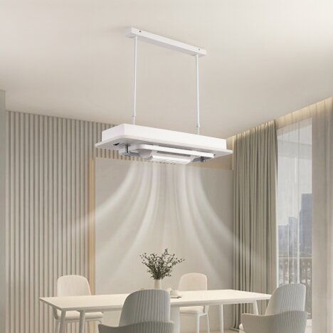 Candelabru Led 136W cu Ventilator Alb, LED inclus, 1 surse de iluminare, Lumina: Cald, Natural, Rece